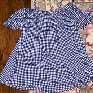 Boutique off the shoulder checkered blouse.